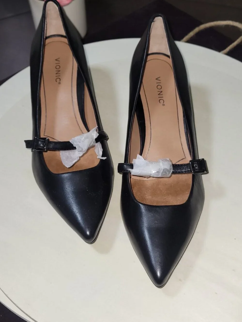 Vionic Black Leather Pumps [Item #SP07]